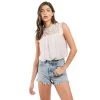 Women's Blu Pepper Lace Contrast Sleeveless Blouse -Fashion Clothing Shop BLU PEPPER WOMENS W FASHION TOP CR2024 OFFWHITE MAIN 15181.1676474684