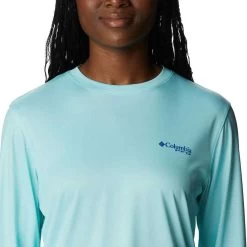 Columbia Sportswear Women's Columbia PFG Tidal Tee Palapa Palms Shirt -Fashion Clothing Shop COLUMBIA WOMENS W LS TIDAL TEE PFG PALAPA PLM 2037721 499GLFST GULF STREAM PALAPA PALMS CHEST 29030.1684159743