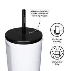 Corkcicle 24 Oz Cold Cup Tumbler With Straw - Matte Black -Fashion Clothing Shop CORKCICLE COLD CUP DETAILS STRAW 68456.1679511684