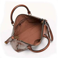 Fossil Parker Satchel -Fashion Clothing Shop FOSSIL PARKER SATCHEL ZB1708 200BROWN INSIDE 81394.1668448090