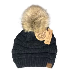 Women's Girlie Girl C.C. Knit Beanie With Faux Fur Pom
