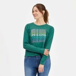 Women's Life Is Good Multi-Stack Graphic Long Sleeve Tee