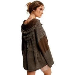 Women's Listicle Babydoll Hoodie Knit Top -Fashion Clothing Shop LISTICLE WOMENS W V NECK TOP LT1217 CHARCOAL BACK 31644.1672093010