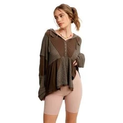 Women's Listicle Babydoll Hoodie Knit Top
