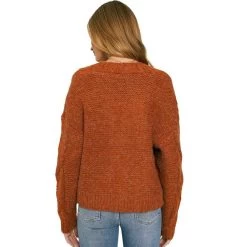 Women's Mystree Cable Knit Cardigan -Fashion Clothing Shop MYSTRE WOMENS W CABLE KNIT CARDIGAN 20425 RUST BACK 67595.1669235681