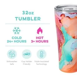 Swig Life 32 Oz Tumbler - Shimmer Aquamarine -Fashion Clothing Shop SWIG 32 OZ TUMBLER S102 C32 DS DREAMSCL DREAMSICLE INFO 87759.1679349795