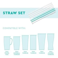Swig Life Tall Reusable Straw Set - Confetti -Fashion Clothing Shop SWIG LIFE TALL STRAW SET S191 TS CNPK CONFETTI INFO 90882.1667589571