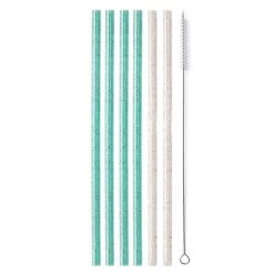 Swig Life Tall Reusable Straw Set - Glitter Aqua -Fashion Clothing Shop SWIG LIFE TALL STRAW SET S191 TS GCAQ GLTRAQUA ALT 83001.1666990950