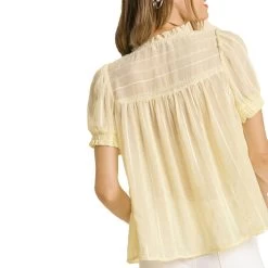 Women's Umgee Puff Sleeve Lace Trim Top -Fashion Clothing Shop UMGEE WOMENS W PUFF SLEEVE LACE TRIM TOP K6145 NATURAL BACK 89368.1664209469