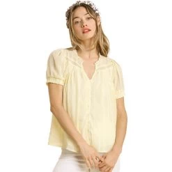 Women's Umgee Puff Sleeve Lace Trim Top