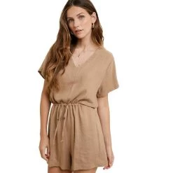 Women's Wishlist Linen Drawstring Romper