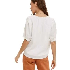 Women's Wishlist Puff Sleeve Pleated Blouse -Fashion Clothing Shop WISHLIST WOMENS W PUFF SLEEVE PLEATED BLOUSE WL22 7496 IVORY BACK 97674.1682699583