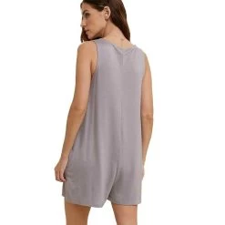 Women's Wishlist French-Terry Button-Up Romper -Fashion Clothing Shop WISHLIST WOMENS W ROMPER WL22 6919 CLOUD BACK 80807.1674231387