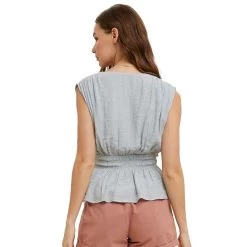 Women's Wishlist Smocked Peplum Top -Fashion Clothing Shop WISHLIST WOMENS W SMOCKED PEPLUM TOP WL22 7218 CLOUD BACK 47677.1674573888