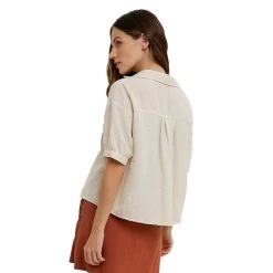 Women's Wishlist Textured Relaxed Crop Blouse -Fashion Clothing Shop WISHLIST WOMENS W TEXTURED RELAXED CROP BLOUSE WL22 7459 SAND BACK 22608.1674575734