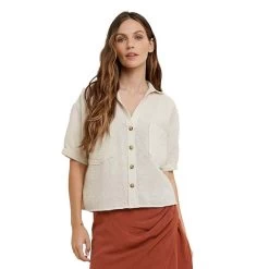 Women's Wishlist Textured Relaxed Crop Blouse