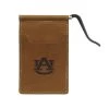 Men's Zep-Pro Collegiate Embossed Tan Leather Front Pocket Money Clip Wallet
