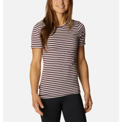 Columbia Sportswear Women's Columbia Essential Elements Striped Short Sleeve Shirt -Fashion Clothing Shop columbia womens essential elements striped short sleeve shirt 1907121 malbec front 69250.1607362750
