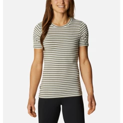 Columbia Sportswear Women's Columbia Essential Elements Striped Short Sleeve Shirt -Fashion Clothing Shop columbia womens essential elements striped short sleeve shirt 1907121 stonegreen front 98156.1607362750