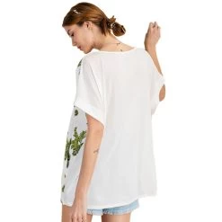 Women's Easel Tropical Print Box Top -Fashion Clothing Shop easel womens tropical print boxy top et11685 offwhite back 60417.1623183356