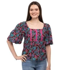 Women's Entro Floral Puff Sleeve Blouse