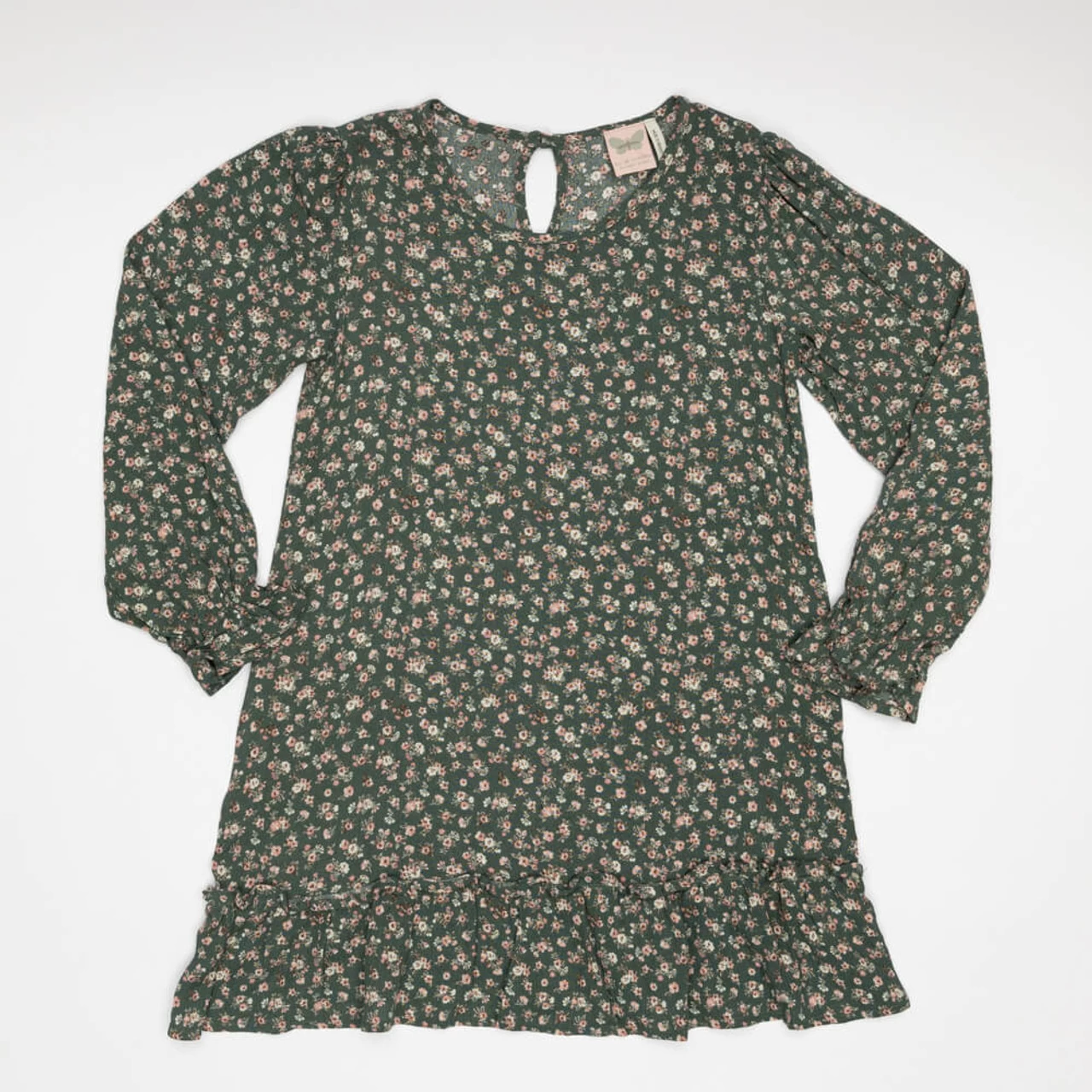 Girls' For All Seasons Olive Long Sleeve Floral Dress 3 Girls' For All Seasons Olive Long Sleeve Floral Dress