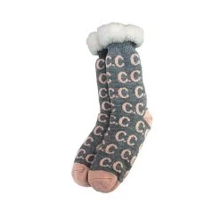 Women's Girlie Girl Sherpa Socks Logo -Fashion Clothing Shop girlie girl womens cc logo sherpa socks sl 24 ltgrypnk light grey pink 12453.1602690951