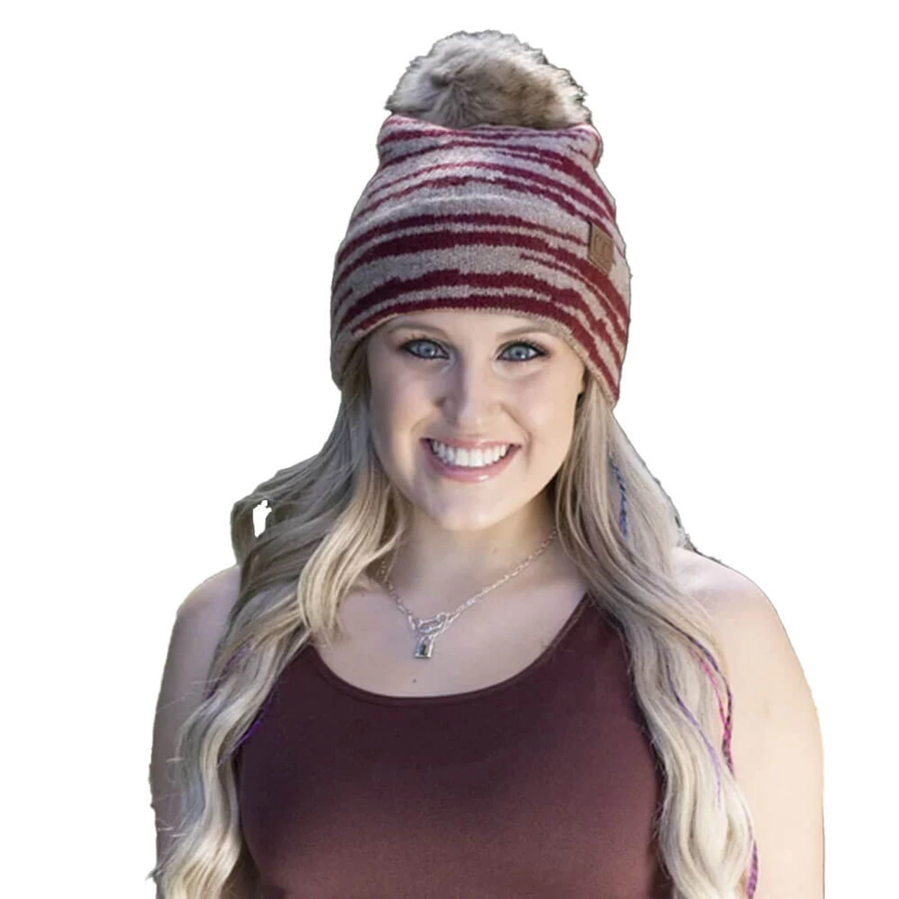 Women's Girlie Girl Originals C.C. Beanie Zebra With Faux Fur Pom 5 Women's Girlie Girl Originals C.C. Beanie Zebra With Faux Fur Pom - Image 3
