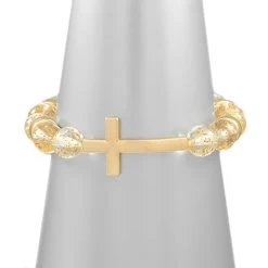 Golden Stella Beaded Cross Bracelet
