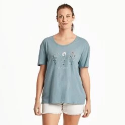 Women's Life Is Good Detailed Wildflower Tee