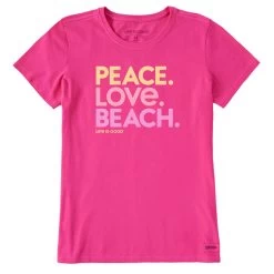 Women's Life Is Good Peace Love Beach Tee