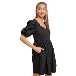 Fashion Clothing Shop -Fashion Clothing Shop listicle womens puff sleeve mini dress LD1216 black side 81383.1684772283