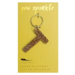 Lucky Brand Glitter Keychain - T