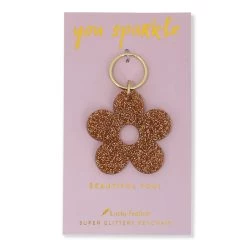Lucky Feather Glitter Keychain - Flower