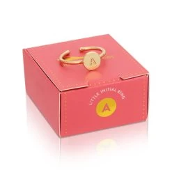 Lucky Feather Initial Ring - A