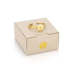 Lucky Feather Initial Ring - E