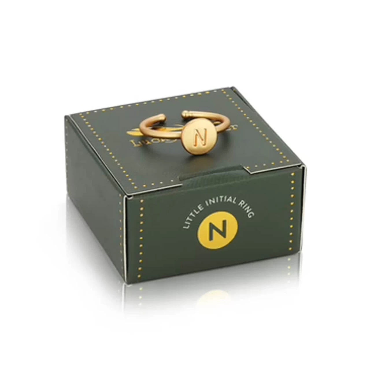 Lucky Feather Initial Ring - N 3 Lucky Feather Initial Ring - N