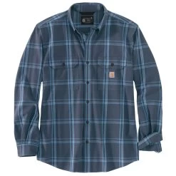 Men's Carhartt Midweight Chambray Plaid Shirt -Fashion Clothing Shop mens carhartt midweight chambray plaid shirt 105433 BLSBLUES flat 53736.1664897149