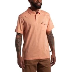 Men's Howler Brothers Ranchero Polo Shirt -Fashion Clothing Shop mens howler brothers ranchero polo 126222S PEA peach heather front 44530.1645134550