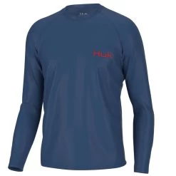 Men's Huk Long Sleeve KC Flag Fish Pursuit Shirt -Fashion Clothing Shop mens huk kc flag fish pursuit shirt H1200512 489 set sail blue front 06157.1675114532