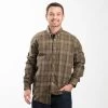 Men's Southern Point Co. Hadley Button Down Shirt - Olive Plaid -Fashion Clothing Shop mens southern point hadley 128 shirt SPC128 olive green front 38084.1636746241