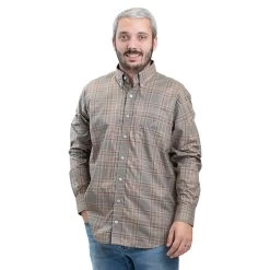 Men's Southern Point Co. Hadley Button Down Shirt - Gray Rust Plaid