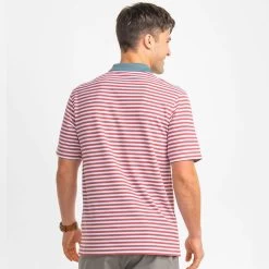 Men's Southern Shirt Co. Folly Beach Pique Performance Polo -Fashion Clothing Shop mens southern shirt new folly pique polo shirt 1K036 1010DROS dusty rose back 81651.1653337146