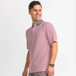 Men's Southern Shirt Co. Folly Beach Pique Performance Polo -Fashion Clothing Shop mens southern shirt new folly pique polo shirt 1K036 1010DROS dusty rose front 95670.1653337146