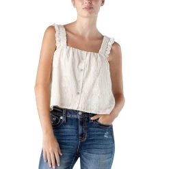 Women's Miss Me Cropped Ruffle Tank