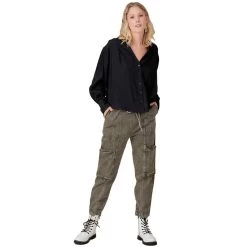 Women's Mustard Seed Double Stitch Detail Blouse -Fashion Clothing Shop mustard seed womens double stich detail top S20534 black front 62457.1672691652