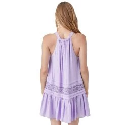 Women's Mustard Seed Halter Neck Lace Trim Dress -Fashion Clothing Shop mustard seed womens halter neck lace trim dress S19786 lavender back 48495.1672695591