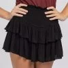 Women's Mustard Seed Ruffle Mini Skirt -Fashion Clothing Shop mustardseed womens ruffle mini skirt s16326 black 14993.1659453160