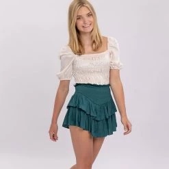 Women's Mustard Seed Smocking Skirt -Fashion Clothing Shop mustardseed womens smockingskirt s16369 forrest 2 65005.1659109608