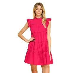 Women's Pinch Tiered Ruffle Mini Dress